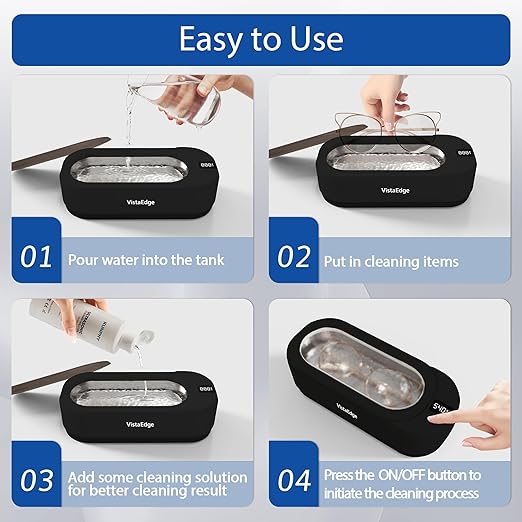 Ultrasonic Jewelry Cleaner – 48KHz Professional 350ml Stainless Steel Tank with Digital Touch Display, Gentle Cleaning for Jewelry, Watches, Eyeglasses, Dentures - Ideal Gift for Mom/Wife