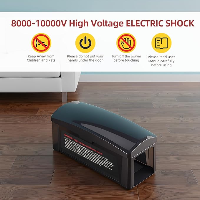 2026 Transparent Electric Mouse Trap Zapper with Powerful Voltage,Effective Electronic Mouse Traps Indoor for Home,No-Touch Disposal,Reusable Mice Catcher for Kitchen,Living Room,Garage (1Pack)