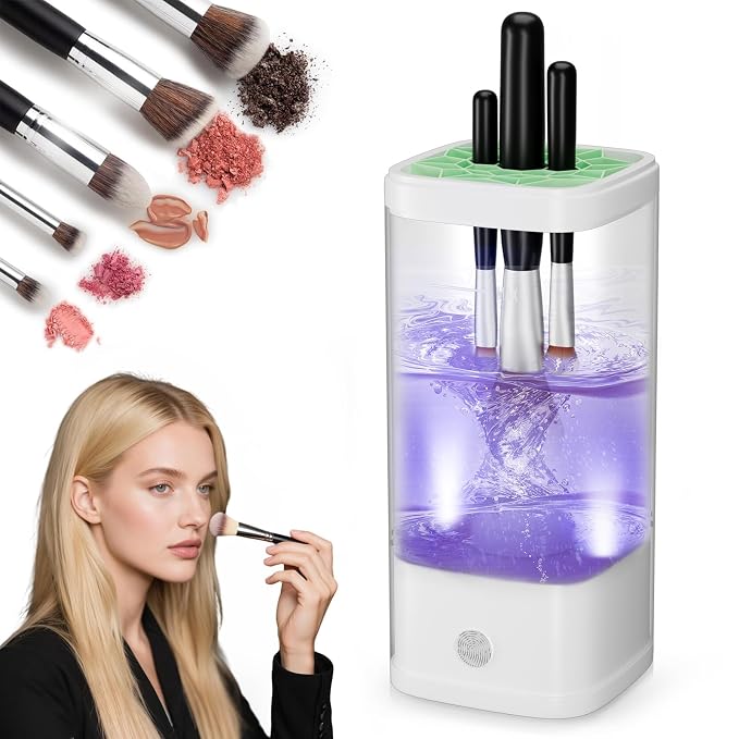 Electric Makeup Brush Cleaner -7000 RPM Plug-In Automatic Brush & Sponge Cleaning Machine with Fast Dry Function - IP65 Waterproof Makeup Brush Cleaner