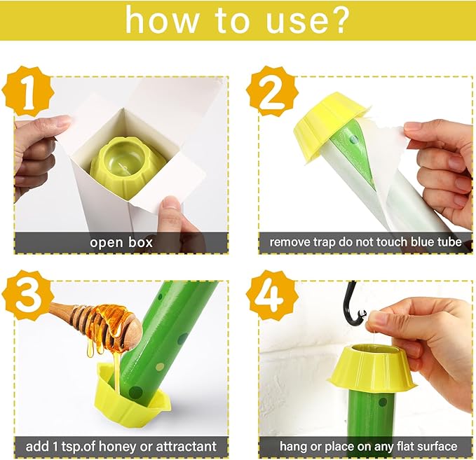 Qualirey 8 Pcs Sticky Fly Trap Fly Stick with Hanging Hook Adhesive Mosquito Catcher for Indoor Outdoor Trap Houseflies and Flying Insects Bee Wasp Moth Fly, 10.2 x 2.5 Inch