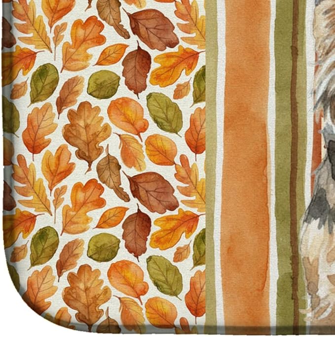 Caroline's Treasures Grizzle and Tan Norfolk Terrier Heirloom Fall Dish Drying Mat Absorbent Dish Drying Mat Pad for Kitchen Counter Dish Drainer Mat for Countertop, 14 x 21", Multicolor