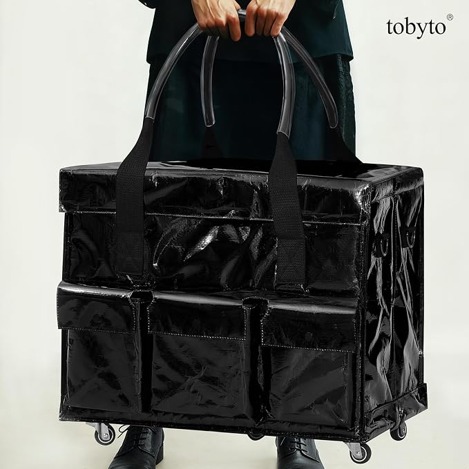 tobyto Reusable Grocery Bag on Wheels, 105L Foldable Rolling Tote, Shopping Trolley 66LBS Capacity - Water-Resistant for Laundry, Picnic, Storage & Travel