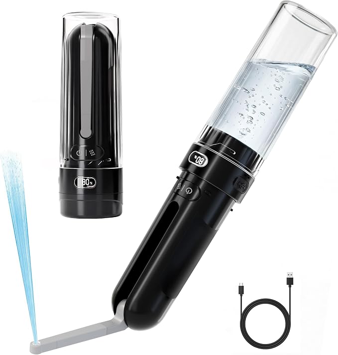 Portable Bidet for Travel, Personal Hygiene Sprayer Bottle for Women Men, Mobile Bidet Portable for Toilet,Electric Handheld High-Pressure Foldable USB-C Battery-Powered (Black)