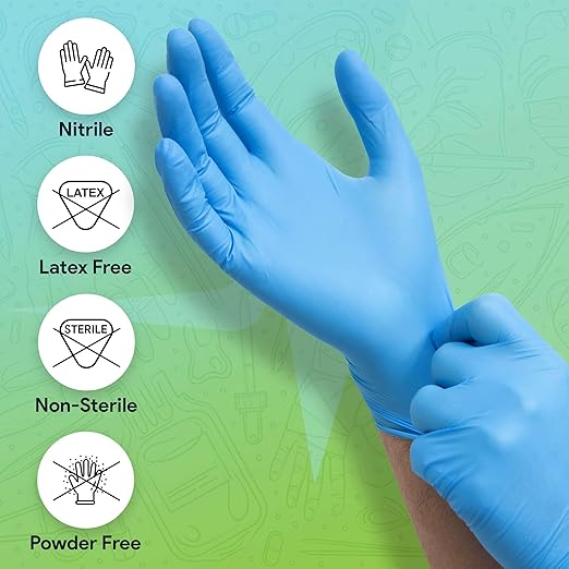 FifthPulse Medical Exam Blue Nitrile Gloves X Small 1000 Count - 3 Mil Powder and Latex Free Disposable Gloves - Case of 10 Boxes of 100