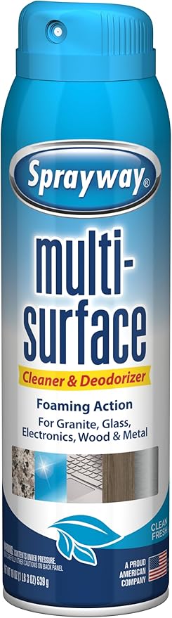 Sprayway Multi-Surface Cleaner & Deodorizer | Foaming Action for Granite, Glass, Wood, and Metal, 19 Oz, Pack of 6