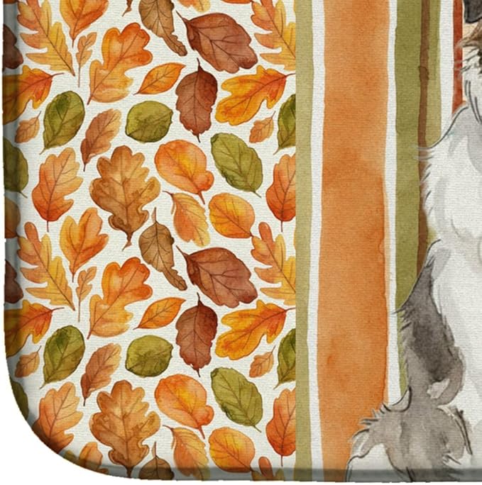 Caroline's Treasures Badger Great Pyrenees Heirloom Fall Dish Drying Mat Absorbent Dish Drying Mat Pad for Kitchen Counter Dish Drainer Mat for Countertop, 14 x 21", Multicolor
