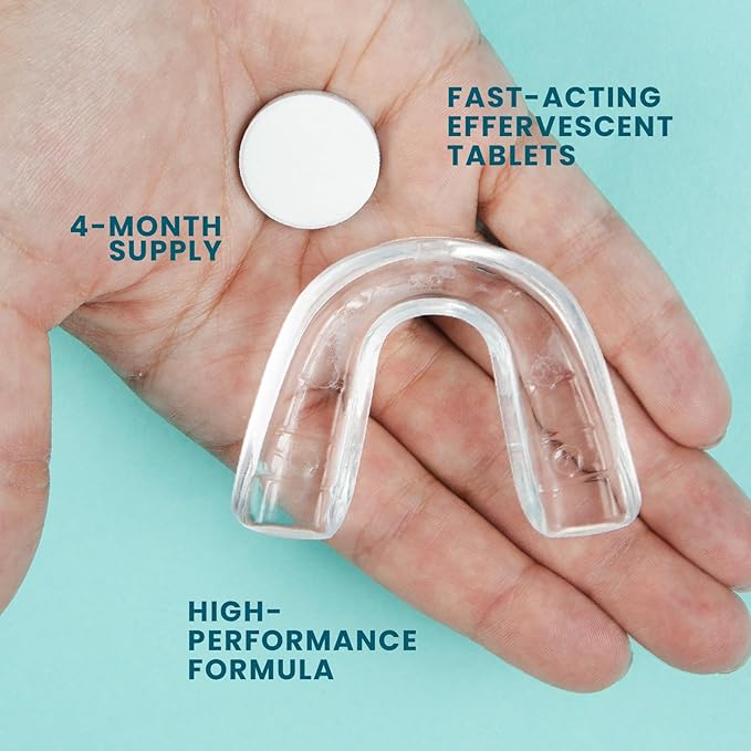 Overnight + Whitening Retainer Cleaner, Remove Stains, Discoloration, and Plaque | 4 Month Supply | Denture Cleanser with Whitening Boost,120 Tablets by M3 Naturals (Pack of 2)