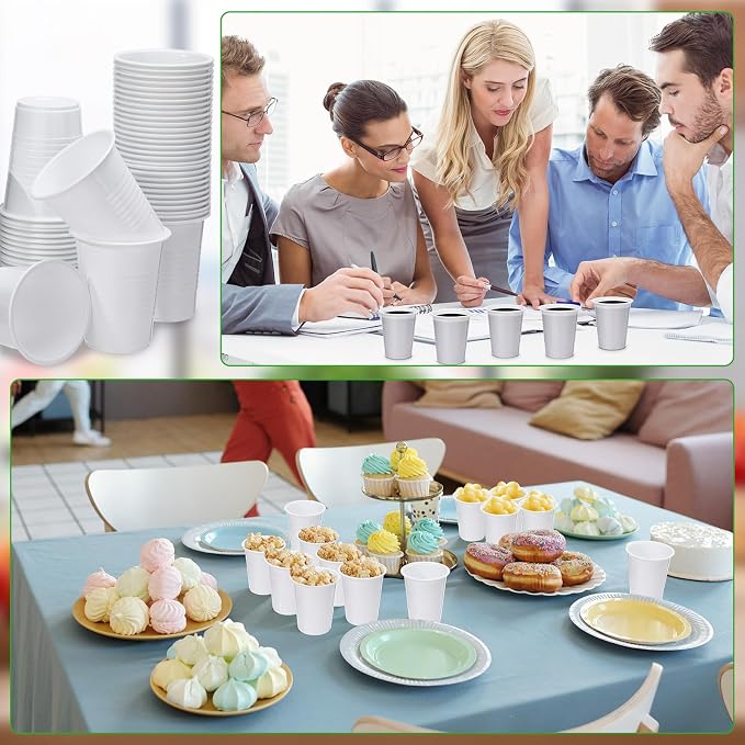 Eaasty 1000 Pcs White Plastic Cups Bulk 5 Oz/150 ml White Disposable Plastic Drinking Cups Disposable Drinking Tumblers Bulk for Tasting, Birthday Parties, Picnic, BBQ, Wedding