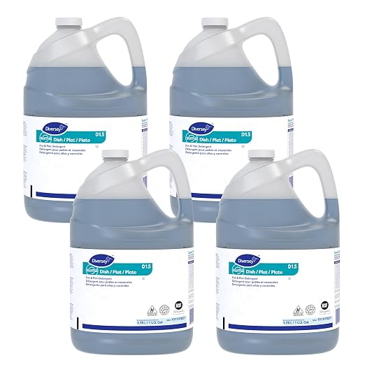 Diversey 101107827 SUMA DISH D1.5 Pot & Pan Detergent, Manual Dishwashing Liquid, Floral Scent, Concentrated Grease-Cutting Formula, Commercial Kitchen & Foodservice Use, 1-Gallon (3.78 L) (Pack of 4)