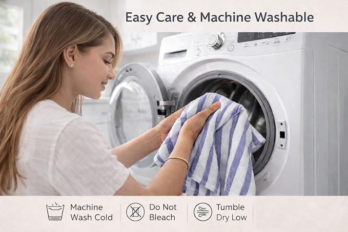 Pack of 6 Cotton Kitchen Towels Set, Dish Towels, Cleaning Rags, Kitchen Dish Cloths for Washing Dishes, Cotton Cleaning Cloths, Ultra Soft, Lightweight & Quick Dry, Slub Weave, 28" x 18", Denim Blue