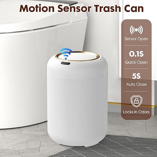 Procade Motion Sensor Trash Can with Lid, 3 Gallon Electric Bathroom Garbage can, Small White Wastebasket Touchless Trash Bin,Automatic Mini Trashcan for Bedroom,Toilet, Office, rv, Livi