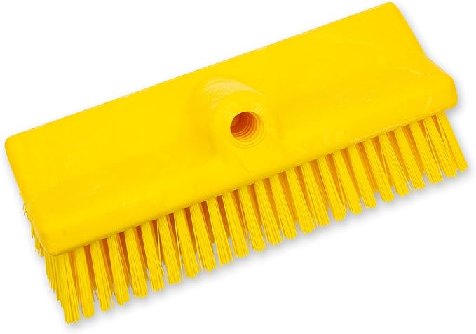SPARTA 40423EC04 Plastic Floor Scrub Brush, Wall Brush, Equipment Brush With Nonabsorbent Bristles For Industrial Kitchens, Hospitals, Commercial Cleaning, 10 Inches, Yellow, (Pack of 2)