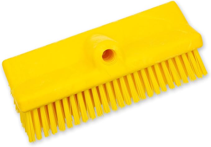 SPARTA 40423EC04 Plastic Floor Scrub Brush, Wall Brush, Equipment Brush With Nonabsorbent Bristles For Industrial Kitchens, Hospitals, Commercial Cleaning, 10 Inches, Yellow