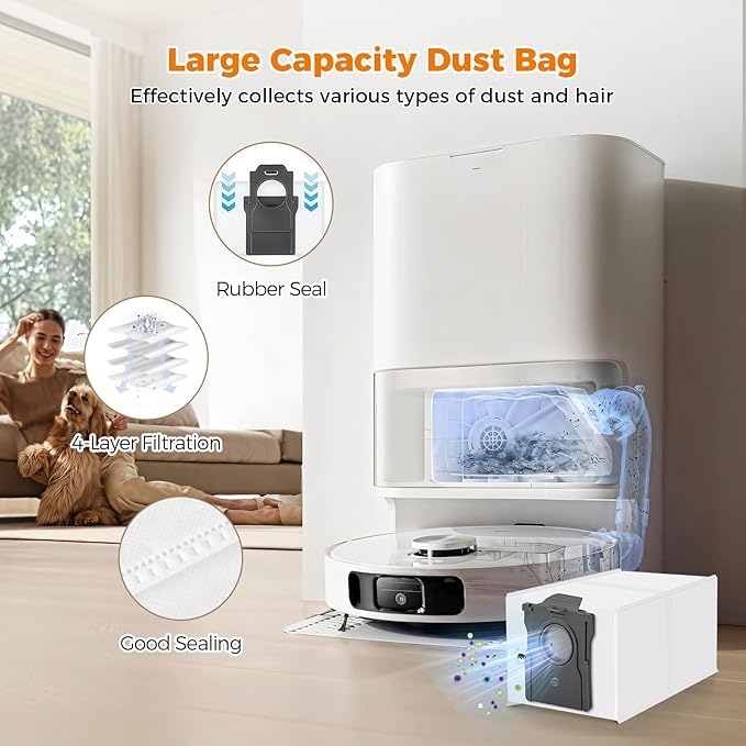 18 Pack Accessories Kit for Dreame L10s Ultra Gen 2/L10s Pro Ultra Heat/X30 Ultra/L40s Ultra AE/CE Robot Vacuum, 1 TriCut Brush 4 Side Brushes 4 HEPA Filters 4 Mop Pads 4 Dust Bags 1 Cleaning Brush