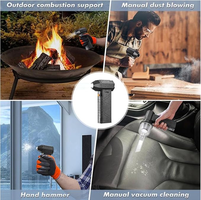 Dry Blower, 130000RPM Cordless Handheld Powerful Brushless Motor with High Speed Turbofan, 3 Speed Adjustments, Portable Air Duster for PC Car Outdoor