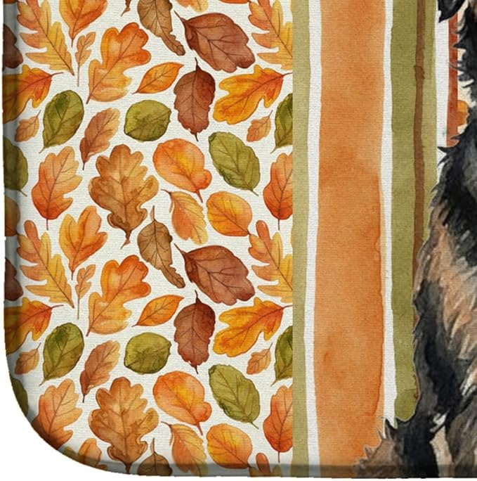 Caroline's Treasures Brindle Bouvier des Flandres Heirloom Fall Dish Drying Mat Absorbent Dish Drying Mat Pad for Kitchen Counter Dish Drainer Mat for Countertop, 14 x 21", Multicolor