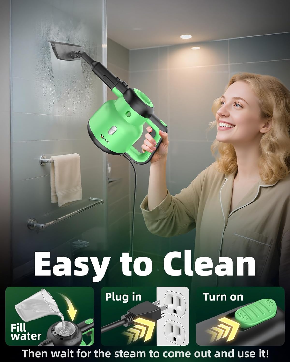 Steam Mop - Detachable Handheld Steam Cleaner & Floor Steamer with 12 Accessories, Multi-Purpose Powerful Steamer for Home Cleaning, Floors, Windows, Furniture, Tiles & Grout