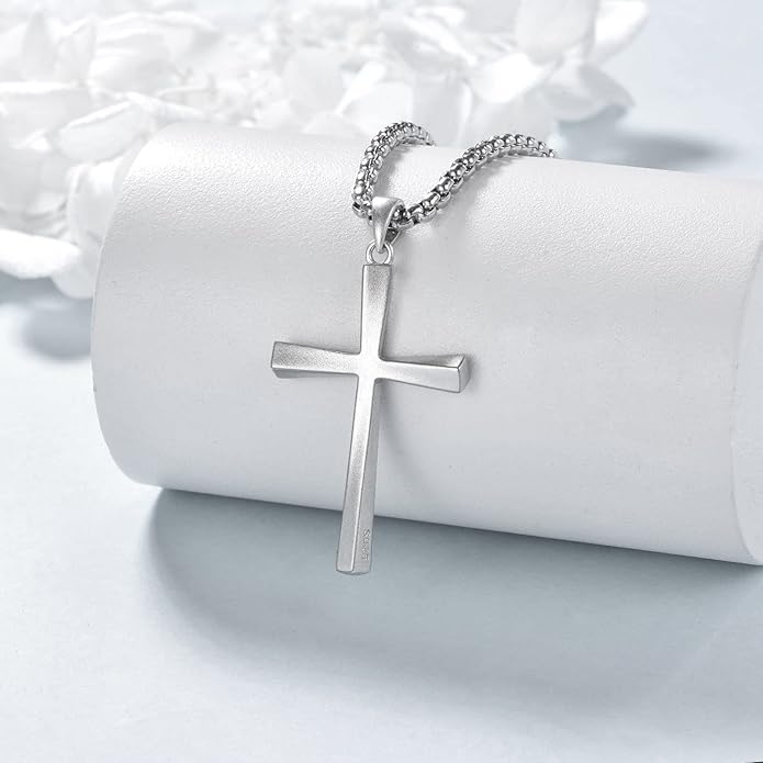 ONEFINITY Religious Cross Pendant Necklace Sterling Silver Origami Cross Pendant Gifts for Women Men Jewelry