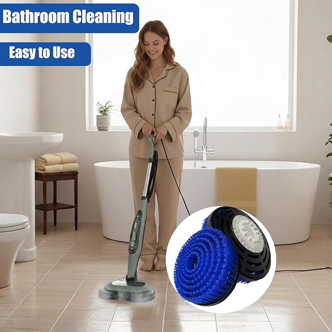 2 Pack Blue Steam Mop Replacement Pads Brush Heads, Upgraded Nylon Bristles, Deep Cleaning for Hardwood Tile Floors, Professional Polishing, Easy to Use