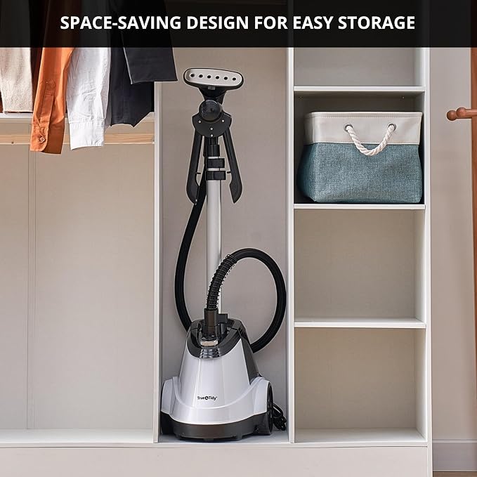 True & Tidy® Pro Commercial Garment Steamer with Extra Large 3L (101 oz) water tank, Heavy Duty with 3 Steam Settings, Aluminum Steam Plate, up to 90 mins