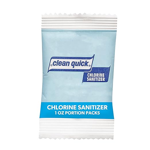 Clean Quick Powdered Chlorine-Based Sanitizer, 1oz Packet, 100/carton
