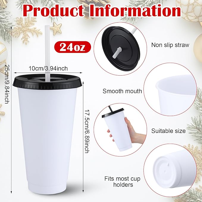Honeydak Tumbler with Straw and Lid Bulk Cups for Gifts Water Bottle Iced Coffee Travel Mug Cup Reusable Plastic Tumblers for Party Birthdays 24-27 oz