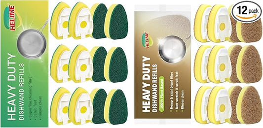 Dishwand Refills Sponge Heads, Dish Wand Refill Non Scratch Replacement,HELIME Natural Dishwand Refills Sponge, Non Scratch Dish Wand Sisal Hemp Replacement Brush Head