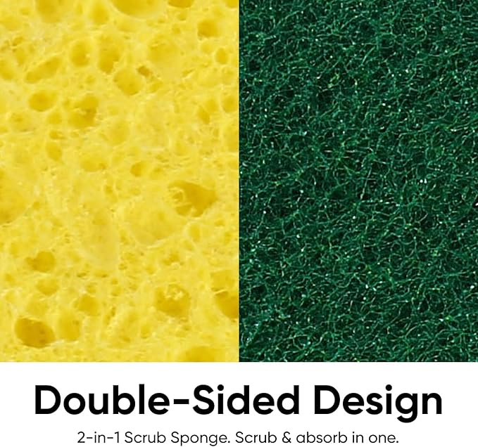 Kitchen Large Sponges for Washing Dishes, Non-Scratch Cellulose Dish Scrub Sponges, Cleaning Sponges for Household Use, Safe Cleaning Products, Kitchen Sponges Pack of 2, by Superio