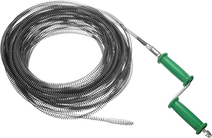 HARFINGTON Plumbing Drain Auger 3/8" (10mm) Dia. 65.7ft Manual Toilet Snake Flexible Drain Cleaner Tool with Drill Connector Spring Unclog Hair for Bathroom Kitchen Toilet Bathtub Sewer Sink