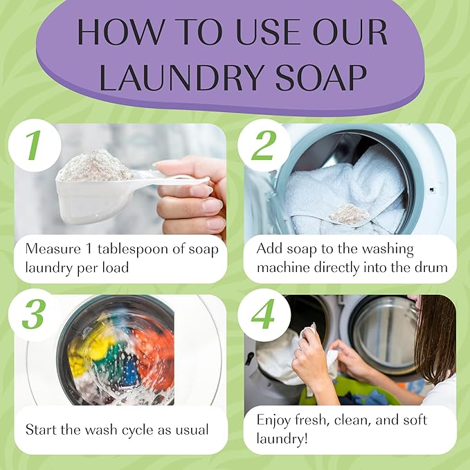 Natural Laundry Detergent Soap | Hypoallergenic Deep Cleaning Washing Powder | Eco-Friendly, Safe, and Effective BORAX, SODA ASH, EPSOM SALT, BAKING SODA and CASTILE SOAP (65 Loads) (Lavender)