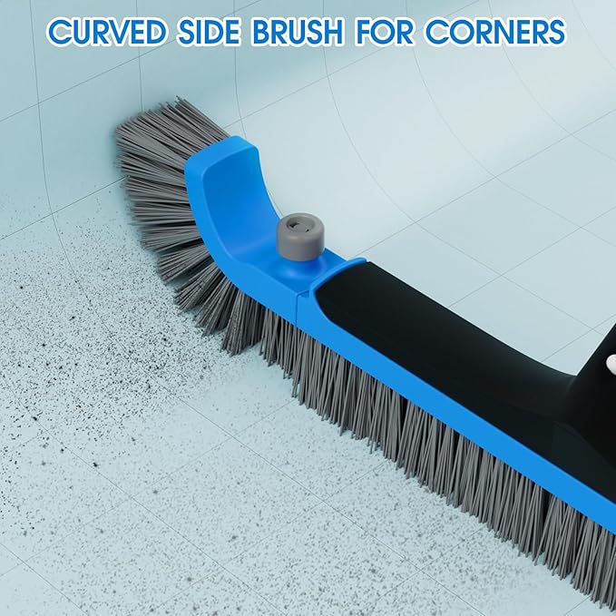 2 in 1 Pool Brush with Poles 10ft - 20'' Heavy Duty Swimming Pool Brush & Multifunctional Brush Head, 9ft Aluminum Poles, Cleaning Inground & Above Ground Pools