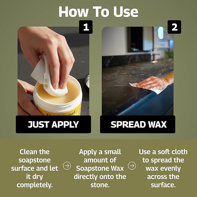 The Original Soapstone Wax | Food-Safe Natural Wax for Soapstone Countertops – Enhances & Darkens Stone, Long-Lasting Protection (8oz)