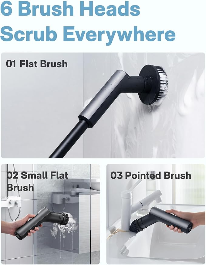 Hoto Electric Spin Scrubber Bundle with 1 Pcs Dome Replacement Brush Heads