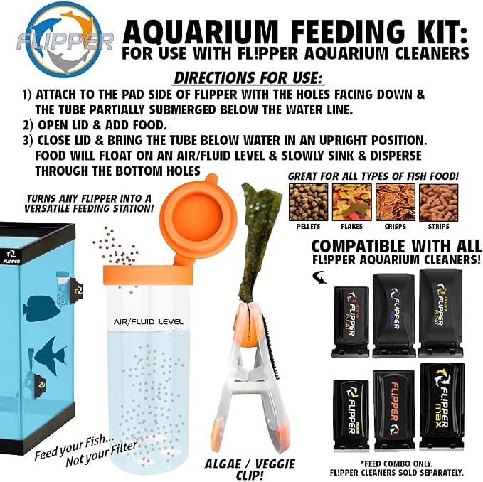 Flipper Cleaner Float - 2-in-1 Floating Magnetic Aquarium Glass Cleaner - Standard Aquarium Scraper Replacement Blades for Fish Tank Cleaning Kits - Aquarium Cleaner Fish Food Feeding