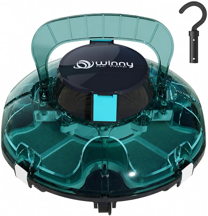 (2026 Upgrade) Cordless Pool Vacuum for Above Ground Pool, Automatic Pool Cleaner Robot Cleaning Up to 660 sq.ft, Dual-Layer Filtration, 90 Mins Runtime, Self-Parking, with Hook (Tech Green)