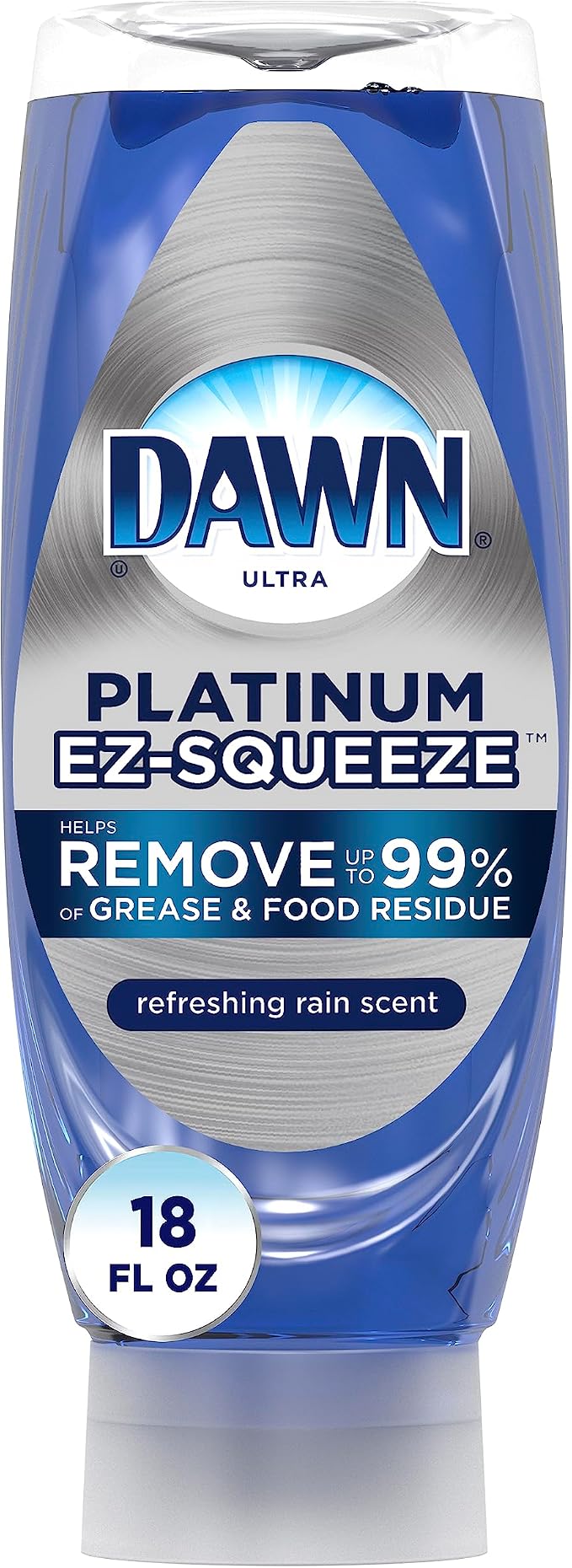Dawn EZ-Squeeze Platinum Dishwashing Liquid Dish Soap, Refreshing Rain Scent, 18 fl oz