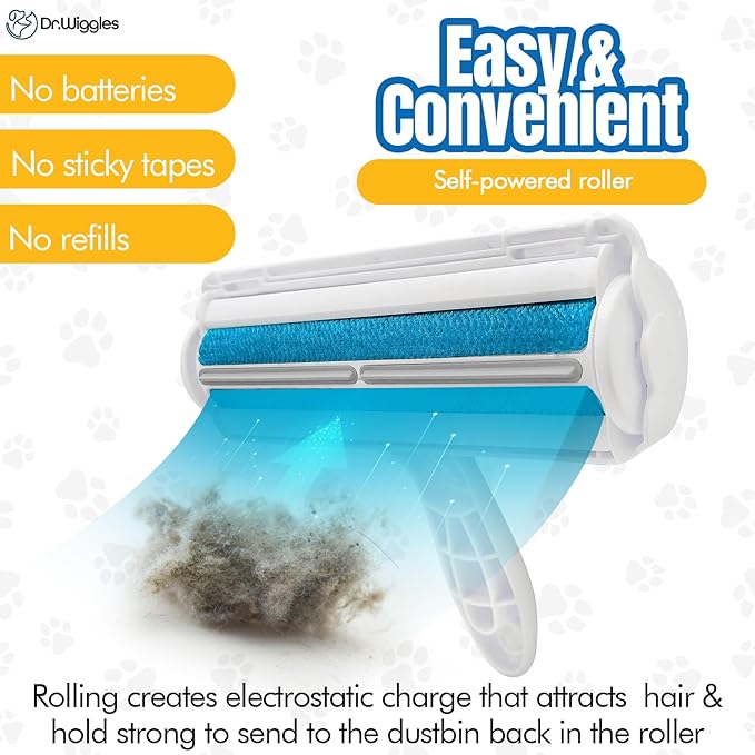 Pet Hair Removal Broom, Handheld Pet Hair Removal Rake & Reusable Lint Roller, Telescopic 56"" Adjustable Handle, Pet Hair Remover for Furniture, Carpet, Rugs, Cars and Bedding