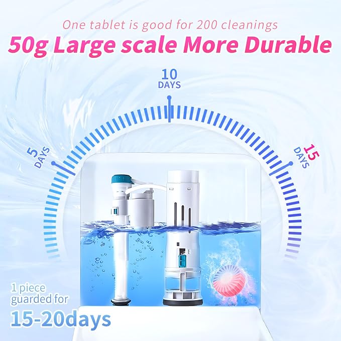 Automatic Toilet Bowl Cleaner Tablets, 30-Pack Long-Lasting Toilet Tank Cleaner for Bathroom, Blue Water Freshener, Prevents Stains & Odor, Safe for All Toilets (30, Blue and Pink)