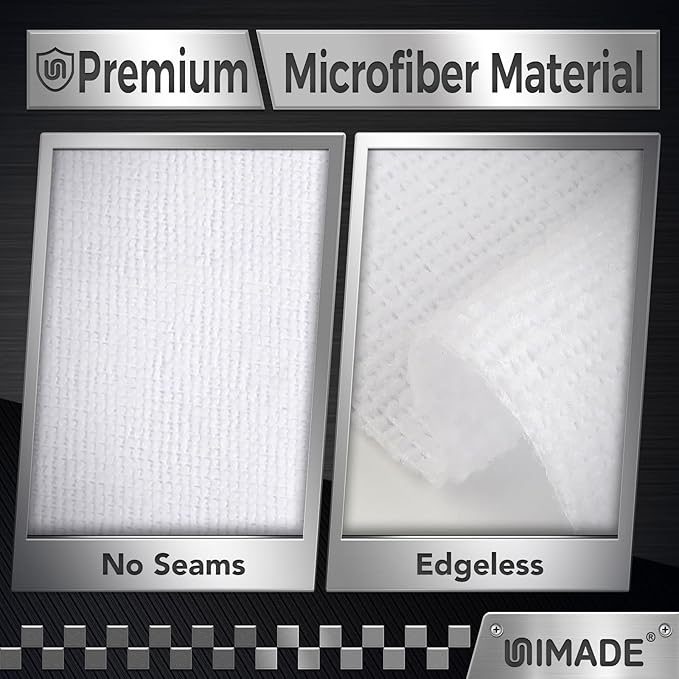 UNIMADE Shop Towels, 100 Pack Commercial Grade Work Rags Microfiber Towels for Cars Cleaning Rags Bulk Detailing Cloth for Automotive Bar Mechanic Restaurant Garage Housekeeping, 11.5"x 11.5", White