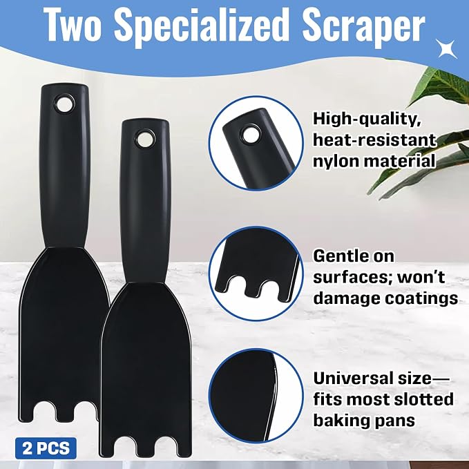 8 Pcs Grill Sponge + 2 Pcs Grill Scraper – Cleaning Sponge 12207 and Grill Scraper – Compatible with George Foreman Grill – for Indoor & Outdoor Grills with Grooves and Sandwich Makers