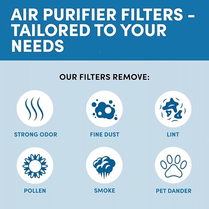 VEVA HPA300 Filter Replacement Compatible with Honeywell Air Purifier - 6 Pack of HEPA Filters w/ 8 Precut Activated Carbon Pre-Filters & Replacement Filter R
