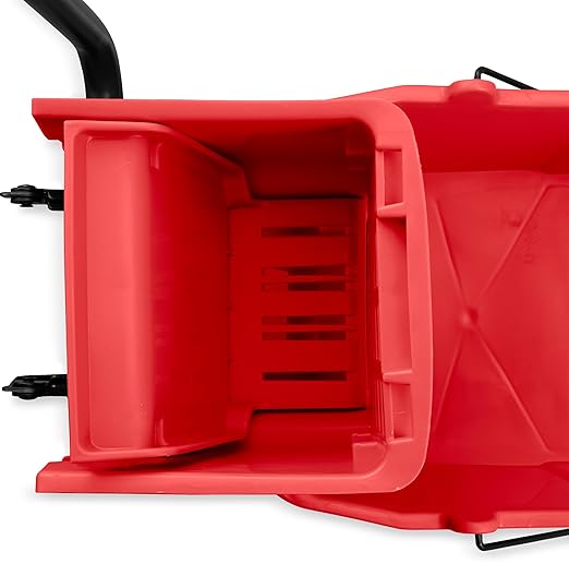 SPARTA Commercial Mop Bucket with Side Press Wringer, Floor Cleaning Essentials for Commercial and Home Use 26 Quart Capacity, 1 Count, Red