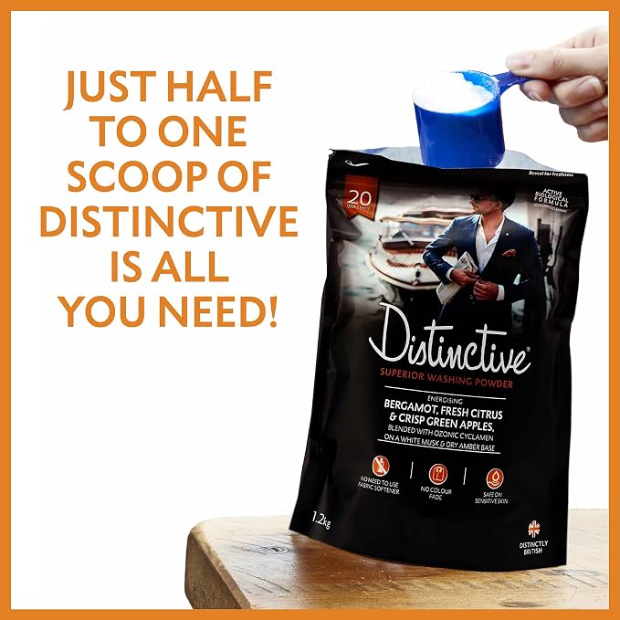 Distinctive/Powder Laundry Detergent/Bio Washing Powder/Masculine Energising Fragrance/Eco Laundry Detergent (Pack of 1)