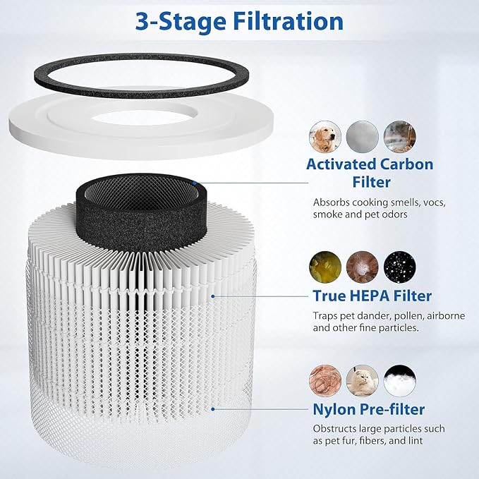 Core 300 Replacement Filter Compatible with LEVOIT Core 300, 300S, P350 VortexAir, Core 300S Filter with 3-in-1 H13 True HEPA, 4-Pack Core 300-RF Filters