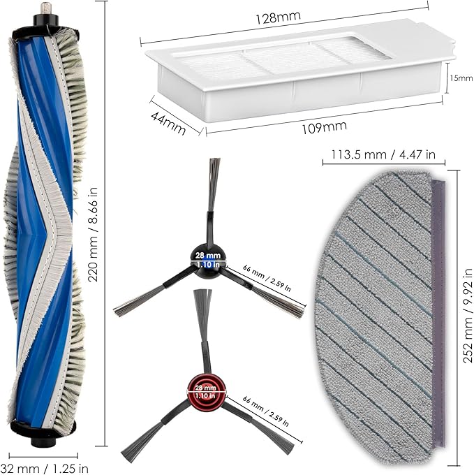 (23 Pack) N20 Plus Replacement Parts Compatible With ECOVACS DEEBOT N20 plus/ N20 Pro Plus Robotic Vacuum Cleaner, 2 Roller Brush, 8 Side Brushes, 7 HEPA Filters, 6 Mop Pads, Accessories Kit