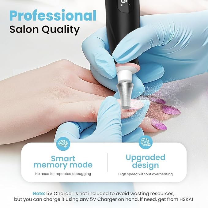 Electric Nail File Drill, Cordless Thick Toe Nail Grinding File for Seniors, Rechargeable Nail Filer, Buffer, Sander, Remove Cuticles, Callus, Gifts for Women & Men