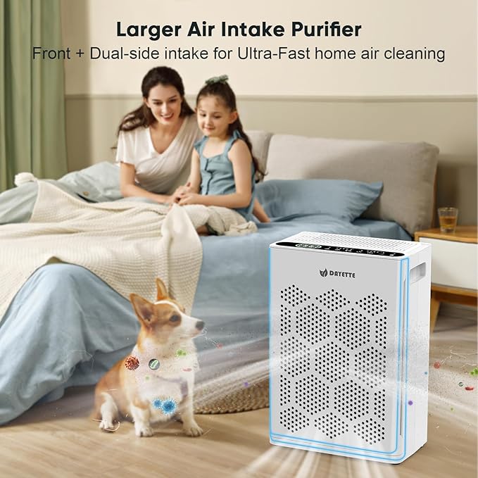 Air Purifier for Home Bedroom Large Room Up to 2400 Ft², H14 HEPA Filter Air Cleaner with Washable Pre-Filter, Aromatherapy, AQI Display, Pet Mode for Pets, Allergies, Dust, Pollen