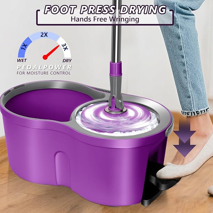 Masthome 36" Commercial Mop for Floor Cleaning with 3 Pads, & Spin Mop and Bucket with Wringer Set with 3 Reusable Pads for Floor Cleaning, Wet Dry Floor Mop for Home & Office