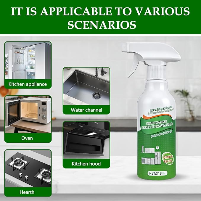 Ion Kitchen Cleaner Stain Remover Spray, Kitchen Foam Spray Cleaner, Multi-purpose Stain & Oil Remover for Oven, Stove, Range Hood & Appliances