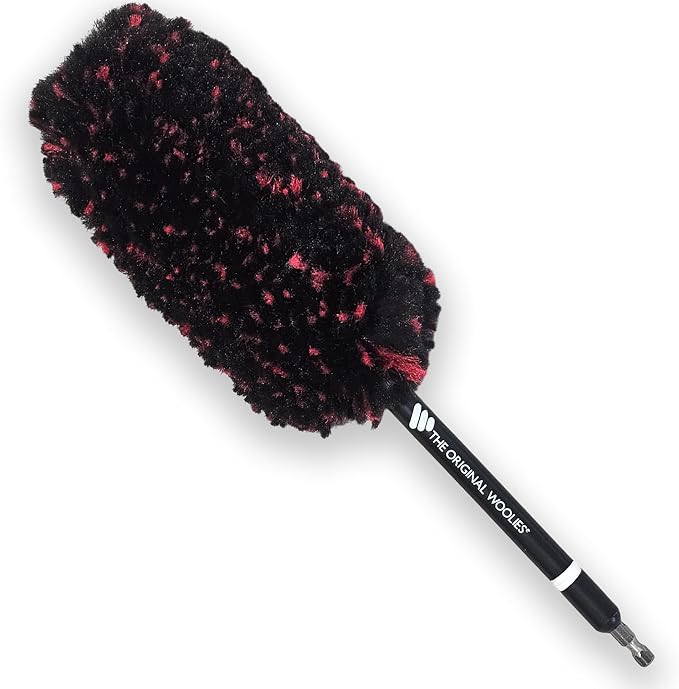 Wheel Woolie Drill Powered Wheel Cleaning Brush – 12“ Rim Brush Drill Attachment, Brake Dust Cleaner, Alloy Wheel & Spoke Cleaning Tool, No-Scratch Car Detailing Brush w/Hex Control Grip | Made in USA